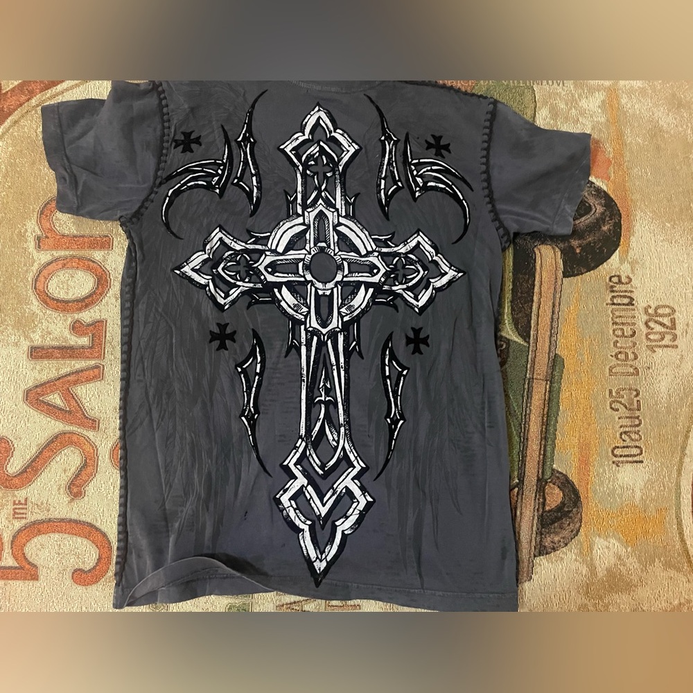 Raw State Redemption T-shirt Heavy Stitced Sleeves & Sides Embroidered Crosses